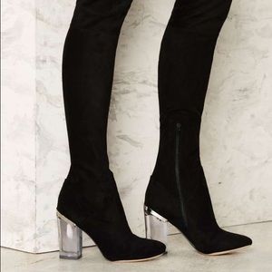 Lust For Life Over the knee boot clear heel